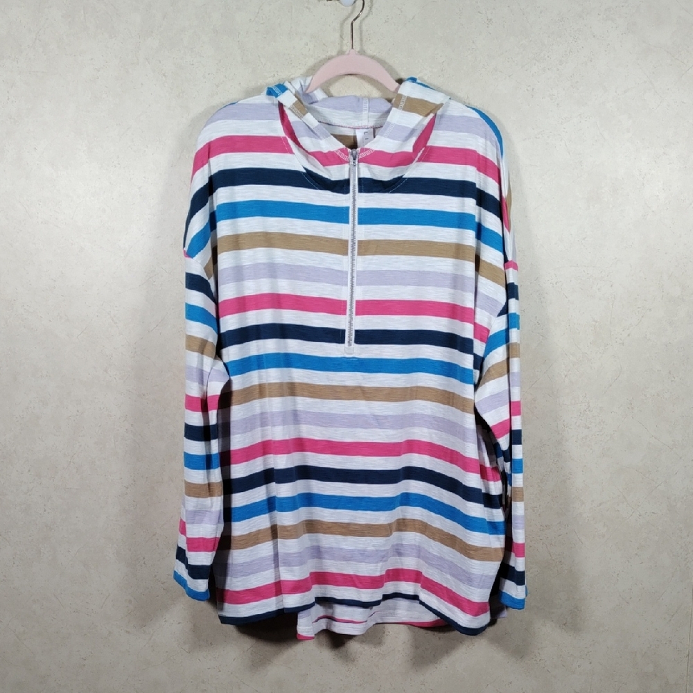 *E164 LIVI Lane Bryant multi-color striped L/S hoodie 22/24 NWOT FINAL PRICE